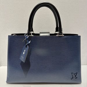 Louis Vuitton Kleber MM 2 way handbag Navy Epi leather authentic
